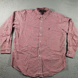 Vintage Ralph Lauren Shirt Men's XL Extra Large Red White Classic Fit Button Up